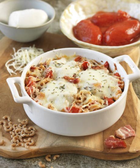 https://scarabee-biocoop.life/Gratin de pâtes lardons sauce tomate