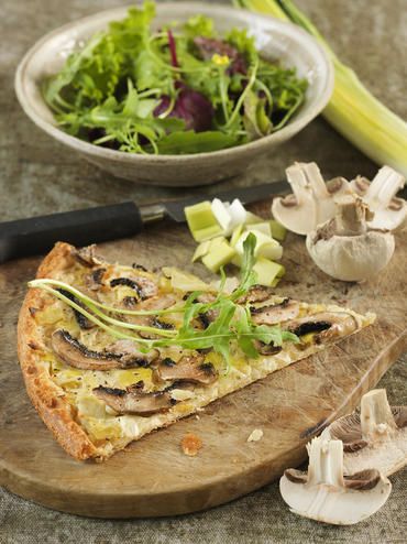 tarte fine aux poireaux et champignons